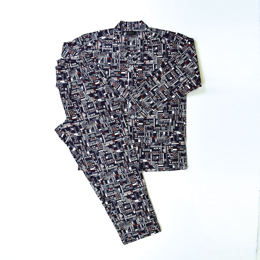Adabat Relax Wear Underwear adabat RELAX WEAR / UNDER WEAR Long Sleeve Fabric Tailored Collar Pajamas