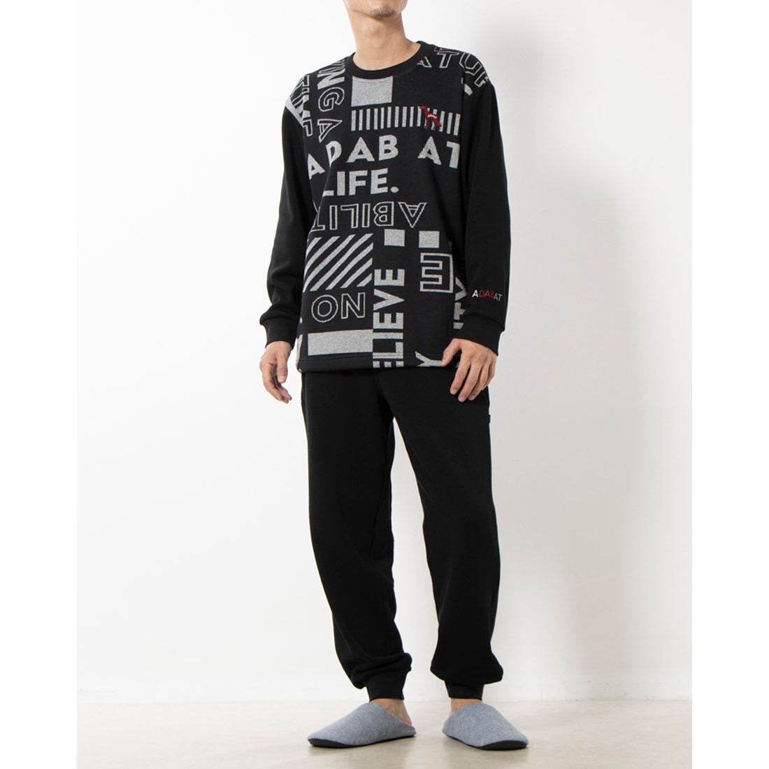 adabat RELAX WEAR / UNDER WEAR Long-sleeved crew neck pajamas