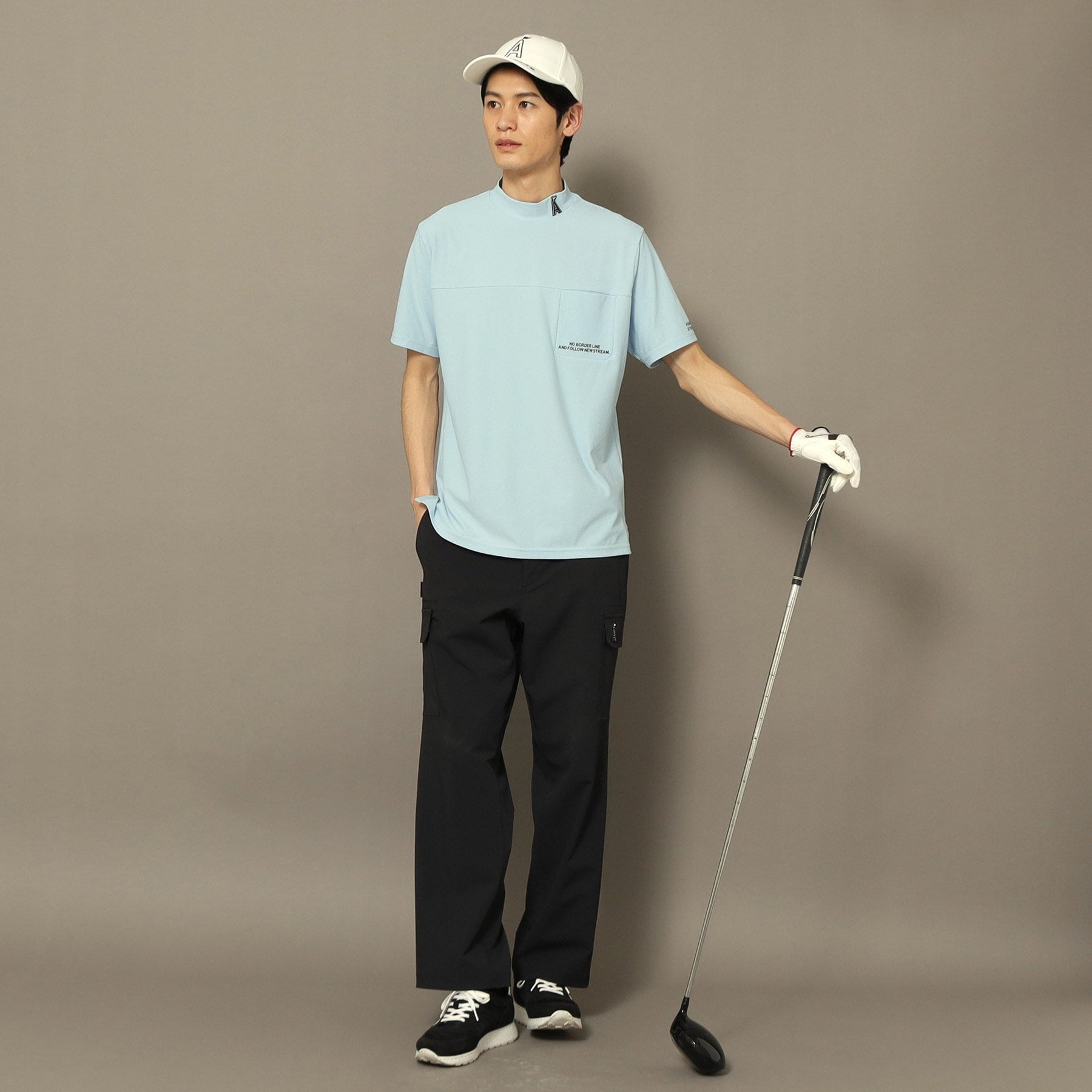 アダバット ストリーム ADABAT STREAM UVカット/吸水速乾 モックネックポケットT （ブラック(019)） ブラック(019)