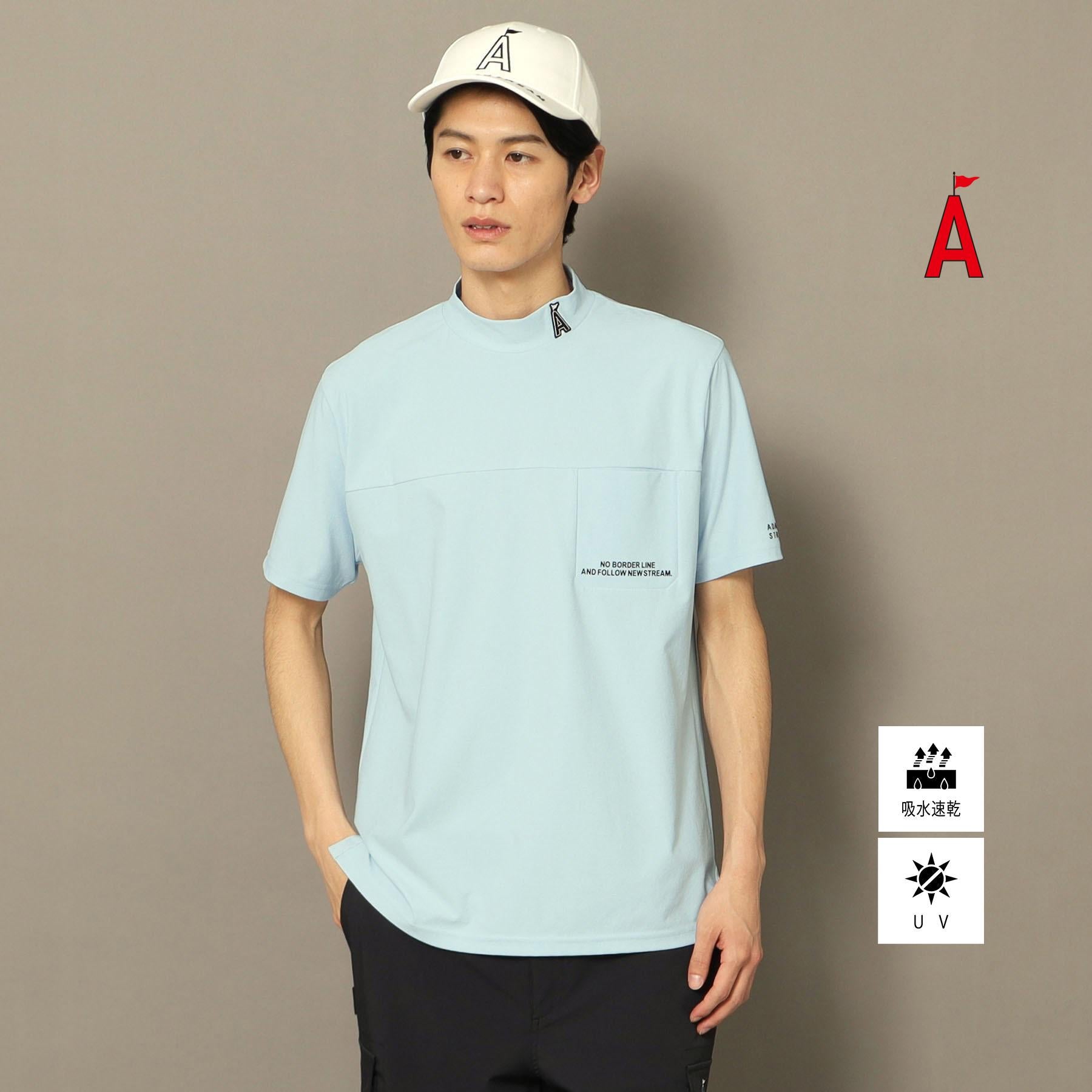 アダバット ストリーム ADABAT STREAM UVカット/吸水速乾 モックネックポケットT （ブルー(091)） ブルー(091)