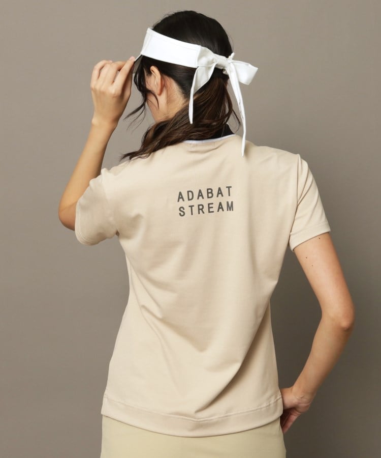 アダバット ストリーム ADABAT STREAM 【STREAM】バックロゴデザイン 半袖モックネックプルオーバー （ベージュ(052)） ベージュ(052)