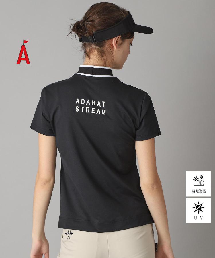 アダバット ストリーム ADABAT STREAM 【STREAM】バックロゴデザイン 半袖モックネックプルオーバー （ブラック(019)） ブラック(019)