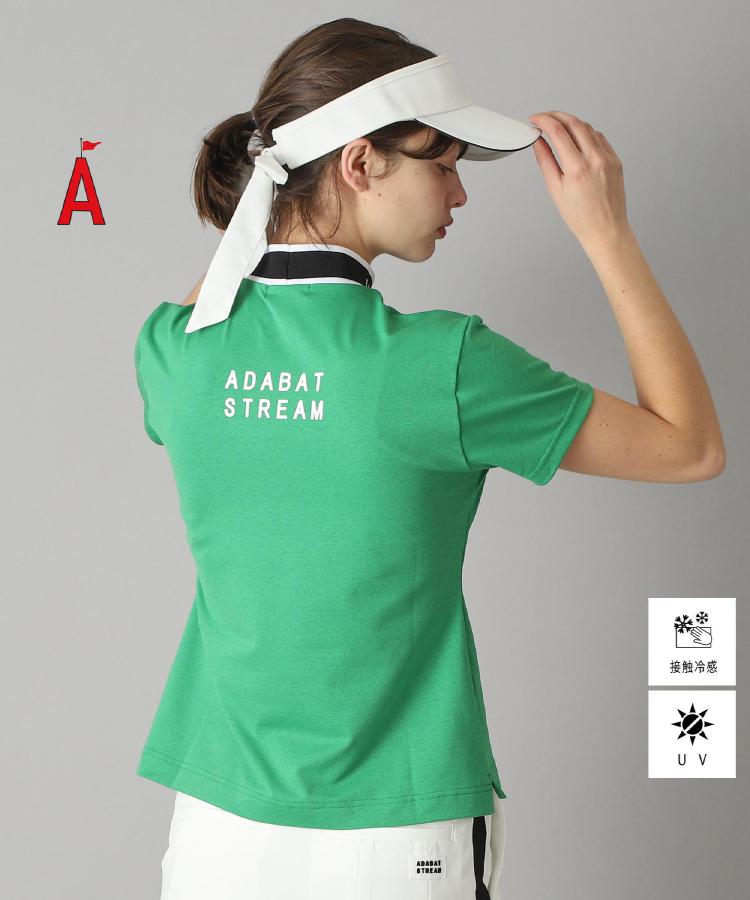 アダバット ストリーム ADABAT STREAM 【STREAM】バックロゴデザイン 半袖モックネックプルオーバー （グリーン(022)） グリーン(022)