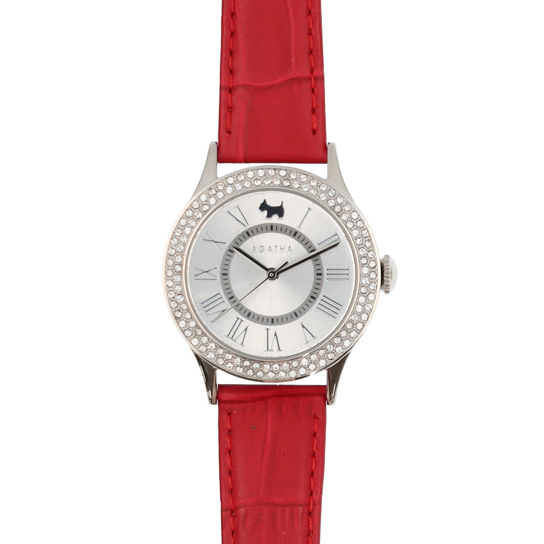 アガタ パリ AGATHA PARIS スコッティウォッチ、パヴェ レザーベルト、レッド （Red） Red