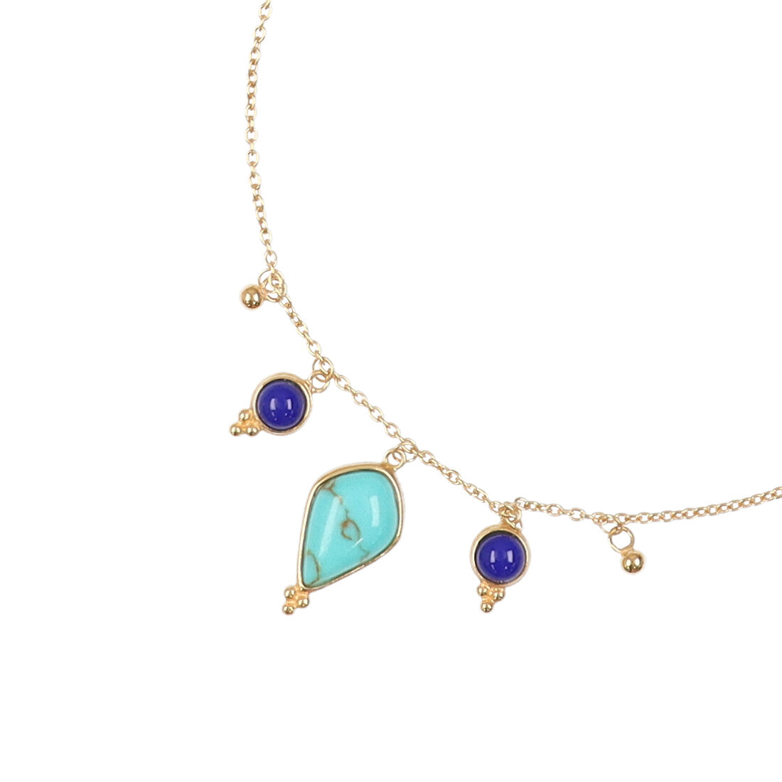 アガタ パリ AGATHA PARIS スカルプチュアル セットストーンズネックレス、3ストーンズ、ターコイズ／ゴールド （Turquoise/Gold） Turquoise/Gold