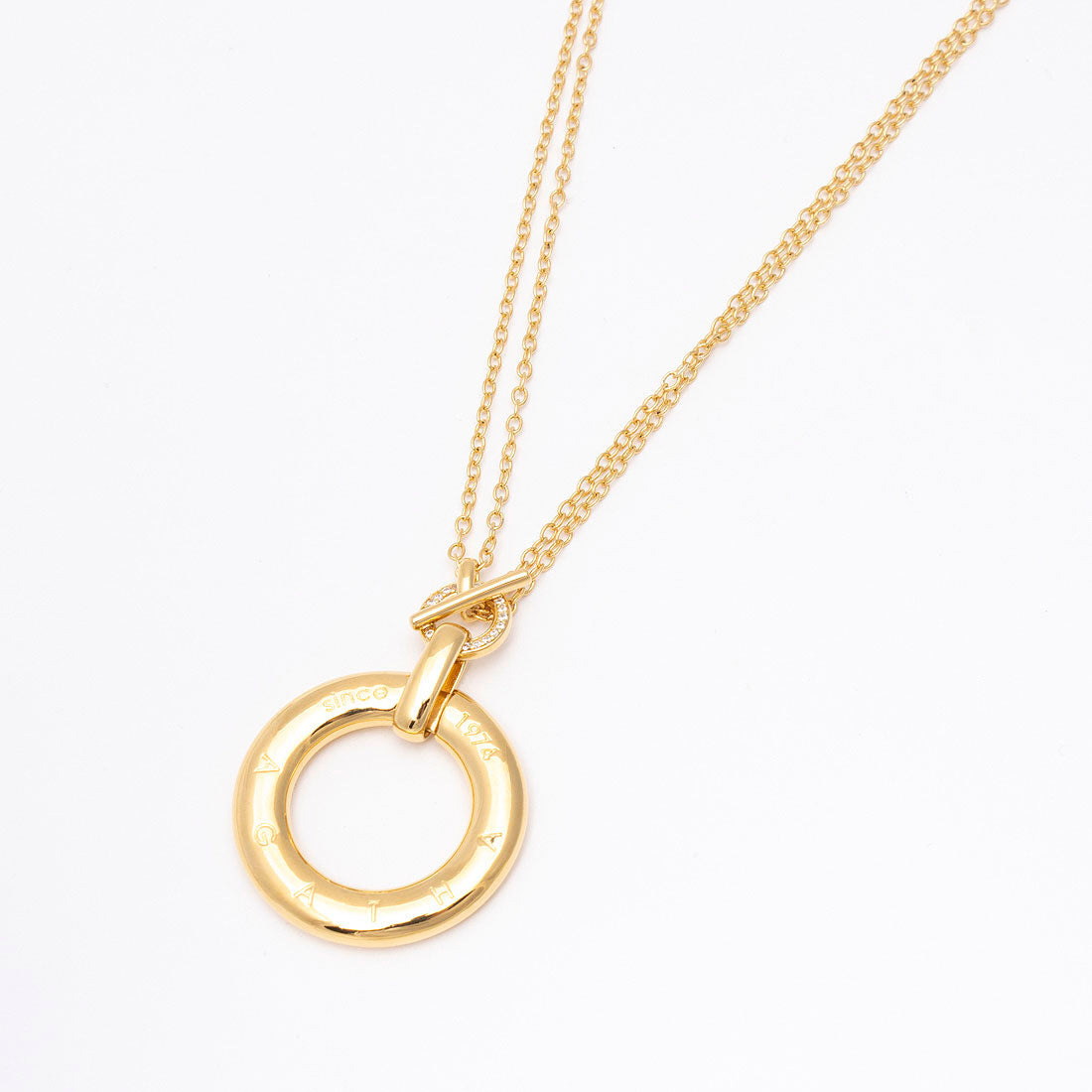 アガタ パリ AGATHA PARIS 19AW、C、45th、2wayネック、ロゴサークル、CZ （Crystal / gold） Crystal / gold