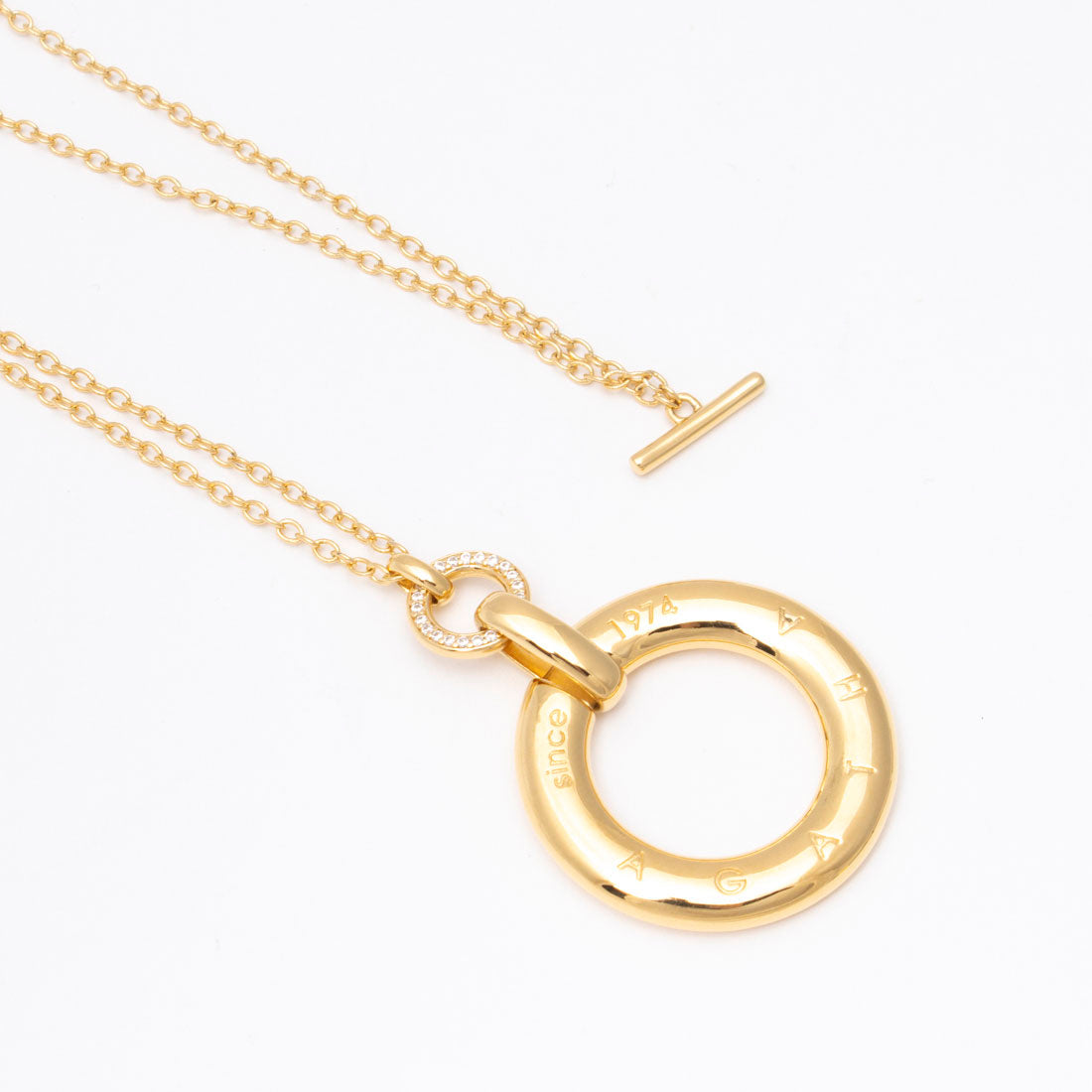 アガタ パリ AGATHA PARIS 19AW、C、45th、2wayネック、ロゴサークル、CZ （Crystal / gold） Crystal / gold