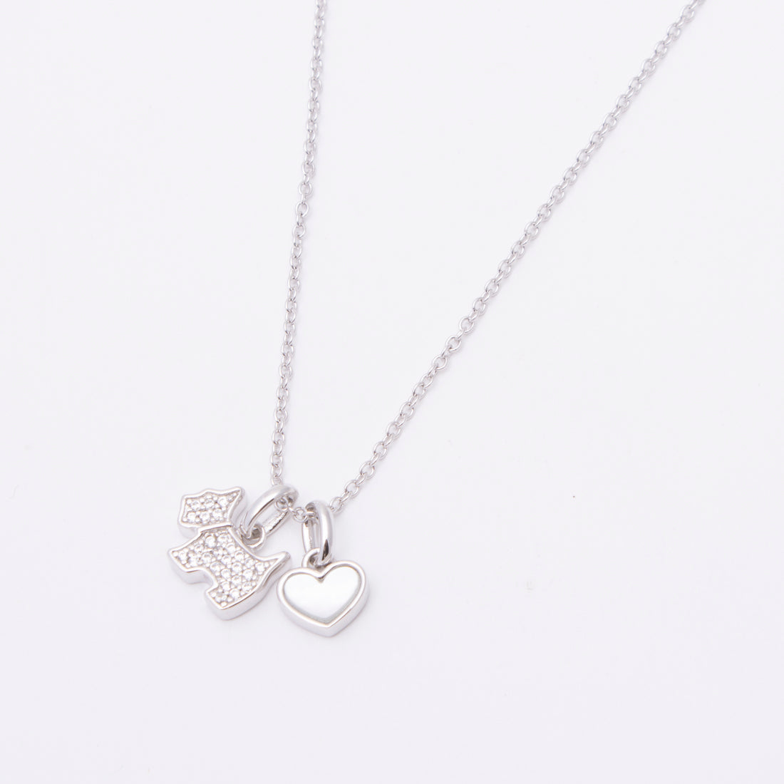 アガタ パリ AGATHA PARIS 19AW、プティドゥ、パヴェスコッティ＆ハートネックレス、CZ、MOP （マザーオブパール／シルバー） マザーオブパール／シルバー