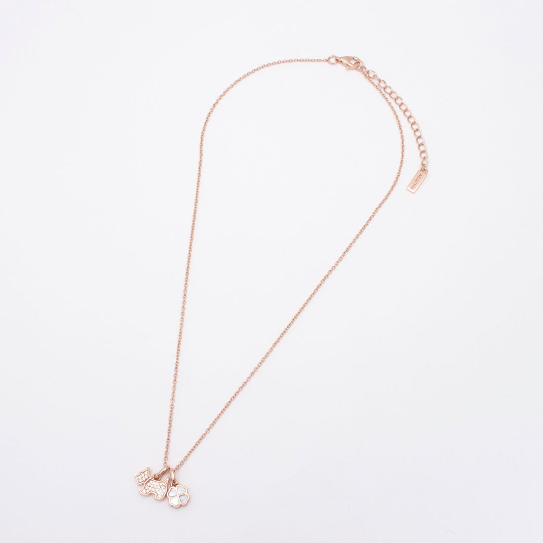 アガタ パリ AGATHA PARIS 19AW、プティドゥ、パヴェスコッティ＆クローバーネックレス、CZ、MOP （ピンクマザーオブパール） ピンクマザーオブパール