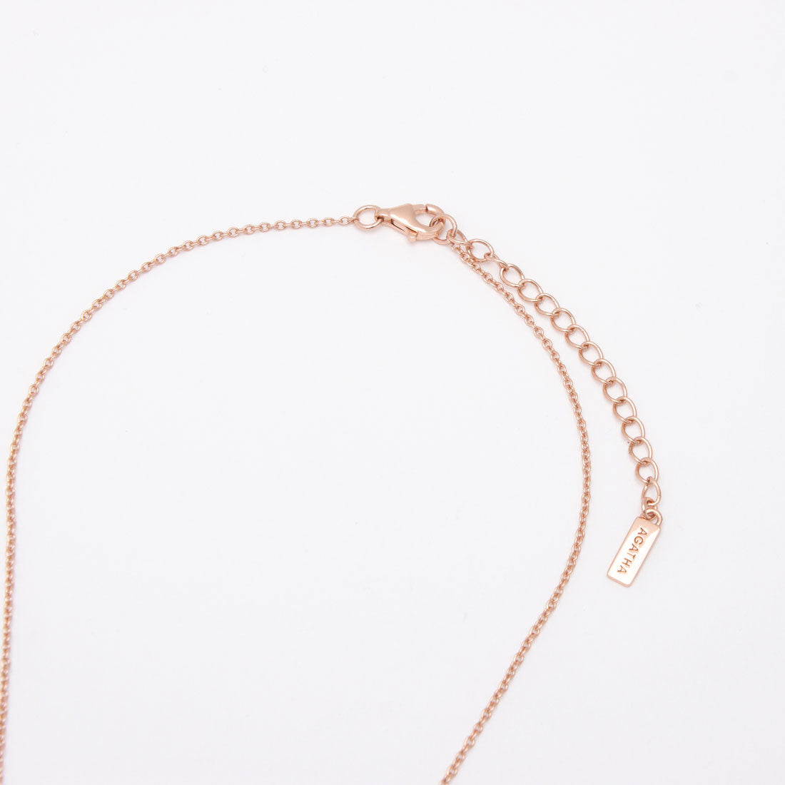 アガタ パリ AGATHA PARIS 19AW、プティドゥ、パヴェスコッティ＆クローバーネックレス、CZ、MOP （ピンクマザーオブパール） ピンクマザーオブパール