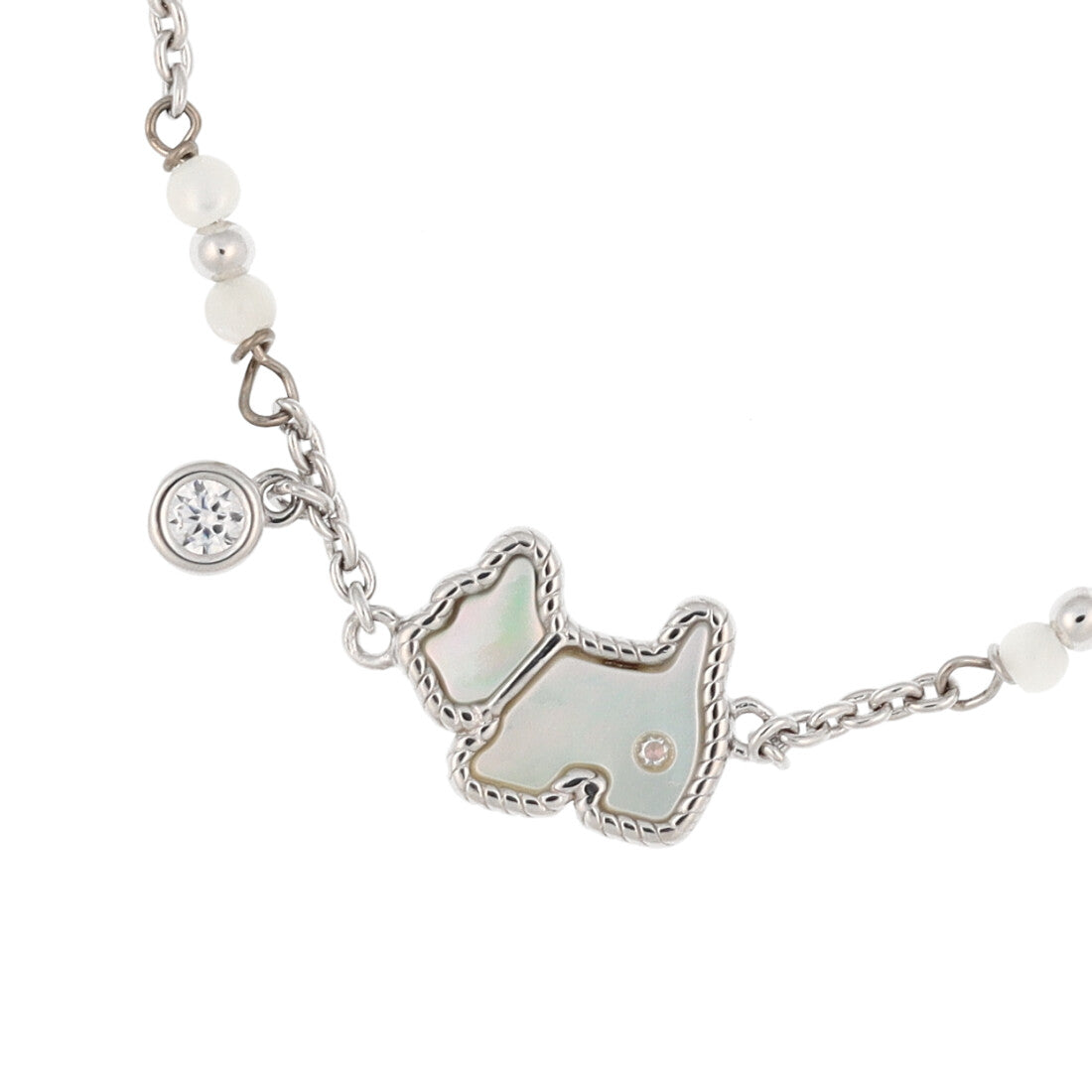Agatha Paris Scottie Bracelet, MOP Scottie & CZ, Mother of Pearl / Sil