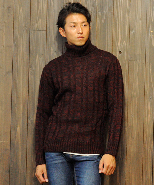スペイド SPADE セーター メンズ Men's ニット knit タートルネック ハイネック ボリュームネック ケーブル編み ケーブル 無地 ニットセーター