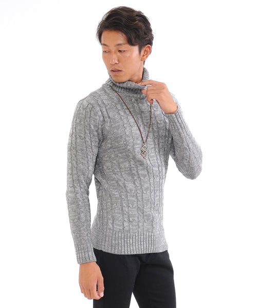 スペイド SPADE セーター メンズ Men's ニット knit タートルネック ハイネック ボリュームネック ケーブル編み ケーブル 無地 ニットセーター