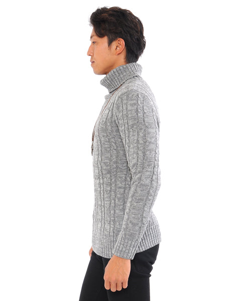 スペイド SPADE セーター メンズ Men's ニット knit タートルネック ハイネック ボリュームネック ケーブル編み ケーブル 無地 ニットセーター
