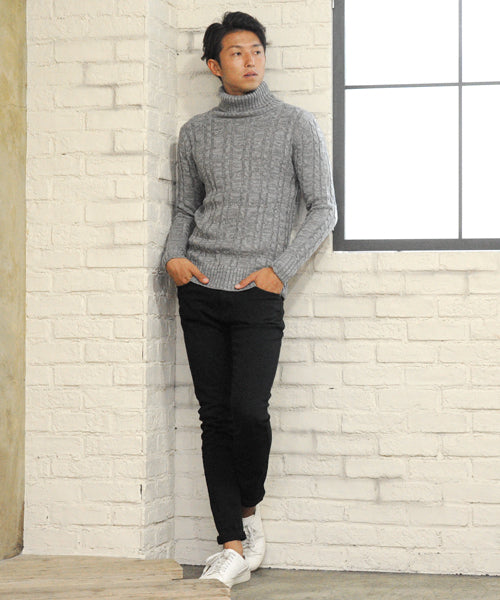 スペイド SPADE セーター メンズ Men's ニット knit タートルネック ハイネック ボリュームネック ケーブル編み ケーブル 無地 ニットセーター
