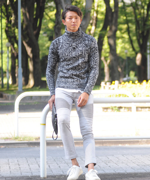 スペイド SPADE セーター メンズ Men's ニット knit タートルネック ハイネック ボリュームネック ケーブル編み ケーブル 無地 ニットセーター