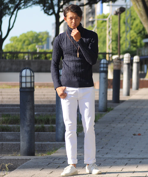 スペイド SPADE セーター メンズ Men's ニット knit タートルネック ハイネック ボリュームネック ケーブル編み ケーブル 無地 ニットセーター