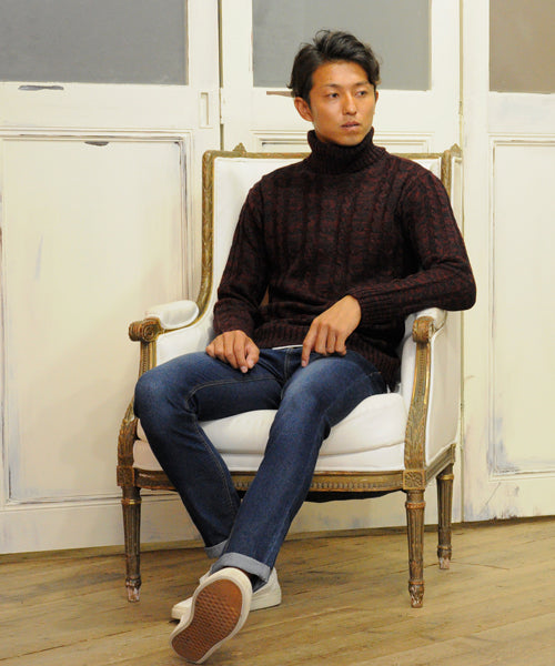 スペイド SPADE セーター メンズ Men's ニット knit タートルネック ハイネック ボリュームネック ケーブル編み ケーブル 無地 ニットセーター