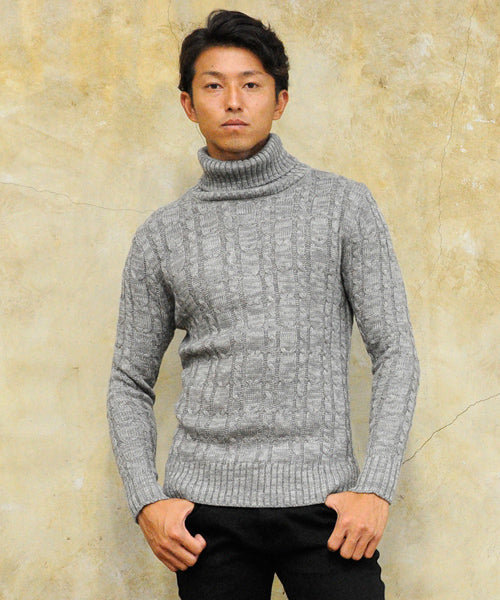 スペイド SPADE セーター メンズ Men's ニット knit タートルネック ハイネック ボリュームネック ケーブル編み ケーブル 無地 ニットセーター