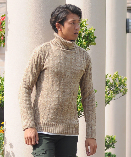 スペイド SPADE セーター メンズ Men's ニット knit タートルネック ハイネック ボリュームネック ケーブル編み ケーブル 無地 ニットセーター