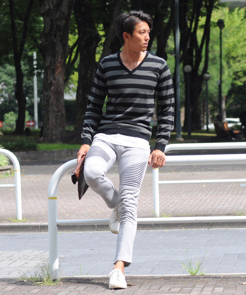 スペイド SPADE ニットknitメンズMen's無地カットソーカシミアタッチVネックニットソーセーターsweaterスエーターきれいめブラックグレー