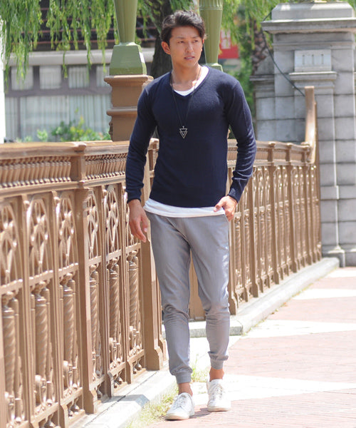 スペイド SPADE ニットknitメンズMen's無地カットソーカシミアタッチVネックニットソーセーターsweaterスエーターきれいめブラックグレー