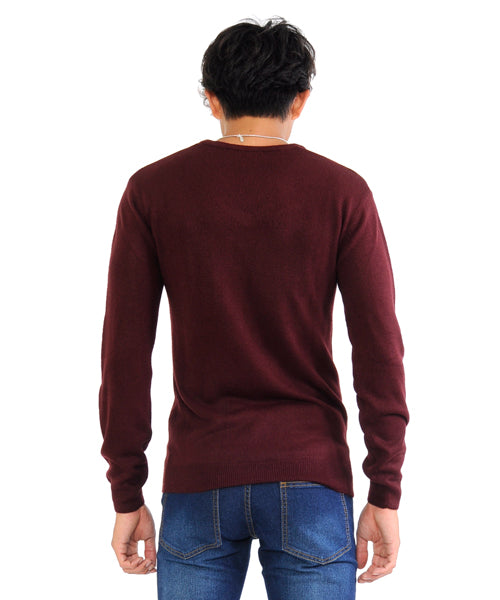 スペイド SPADE ニットknitメンズMen's無地カットソーカシミアタッチVネックニットソーセーターsweaterスエーターきれいめブラックグレー