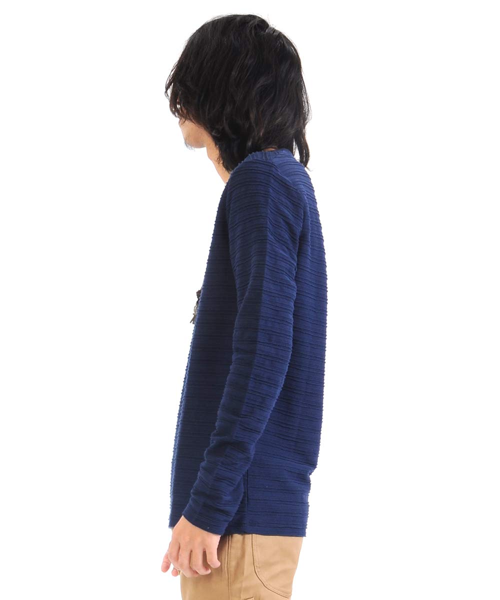 スペイド SPADE Tシャツ ボーダー 長袖 ロングTシャツ Tシャツ ボーダー 長袖 ロングTシャツ タックボーダー 立体 エンボス  メンズ Vネック 白 ホワイト  黒 ワイ