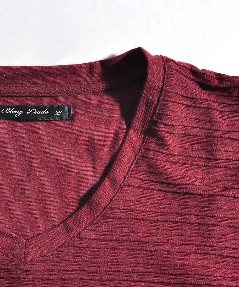 スペイド SPADE Tシャツ ボーダー 長袖 ロングTシャツ Tシャツ ボーダー 長袖 ロングTシャツ タックボーダー 立体 エンボス  メンズ Vネック 白 ホワイト  黒 ワイ