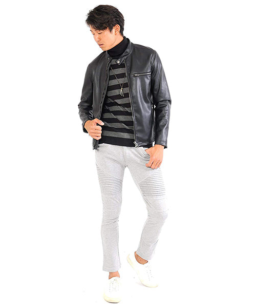 スペイド SPADE ニットknitメンズMen'sボーダータートルネックカシミアタッチVネックニットソーセーターsweaterスエーターきれいめブラックグレー （ホワイト） ホワイト