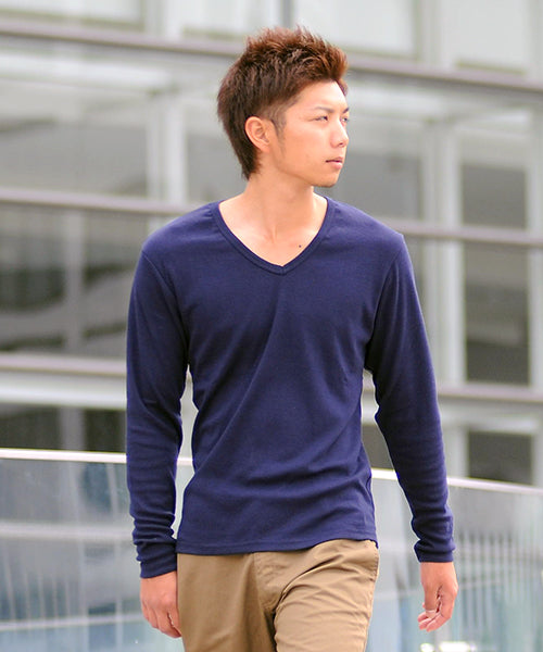 スペイド SPADE Tシャツ ティーシャツ メンズ 長袖 ロングTシャツ ロンT インナー カットソー おしゃれ 黒 白 ホワイト 無地 プレーン （ネイビー） ネイビー