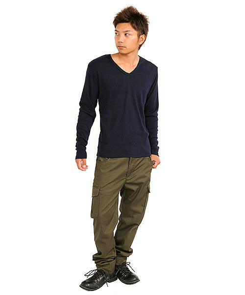 スペイド SPADE Tシャツ ティーシャツ メンズ 長袖 ロングTシャツ ロンT インナー カットソー おしゃれ 黒 白 ホワイト 無地 プレーン （ネイビー） ネイビー
