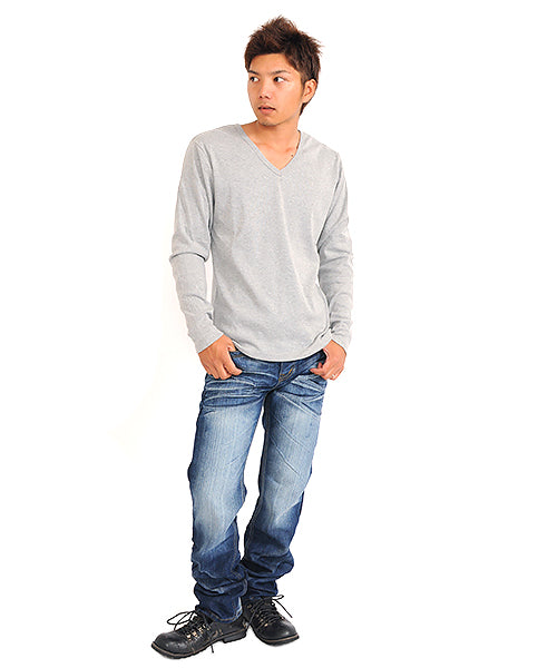 スペイド SPADE Tシャツ ティーシャツ メンズ 長袖 ロングTシャツ ロンT インナー カットソー おしゃれ 黒 白 ホワイト 無地 プレーン （ネイビー） ネイビー
