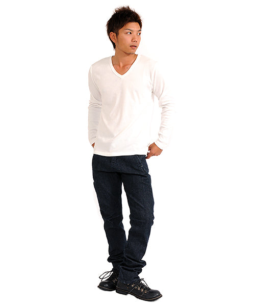 スペイド SPADE Tシャツ ティーシャツ メンズ 長袖 ロングTシャツ ロンT インナー カットソー おしゃれ 黒 白 ホワイト 無地 プレーン （ネイビー） ネイビー