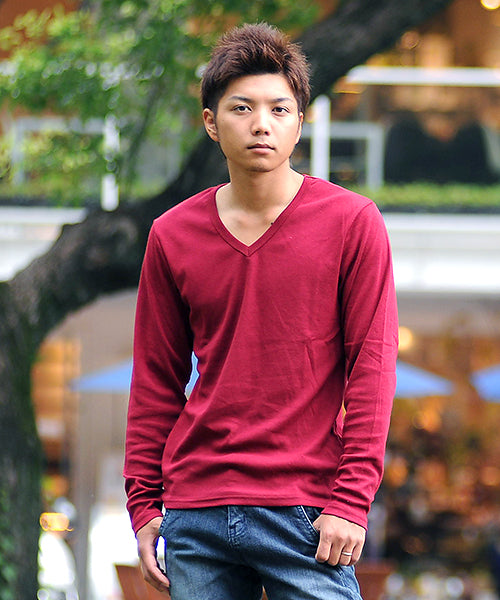 スペイド SPADE Tシャツ ティーシャツ メンズ 長袖 ロングTシャツ ロンT インナー カットソー おしゃれ 黒 白 ホワイト 無地 プレーン,ワイン
