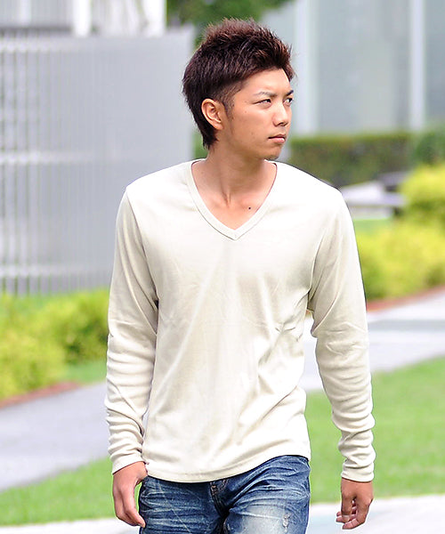 スペイド SPADE Tシャツ ティーシャツ メンズ 長袖 ロングTシャツ ロンT インナー カットソー おしゃれ 黒 白 ホワイト 無地 プレーン （ベージュ） ベージュ
