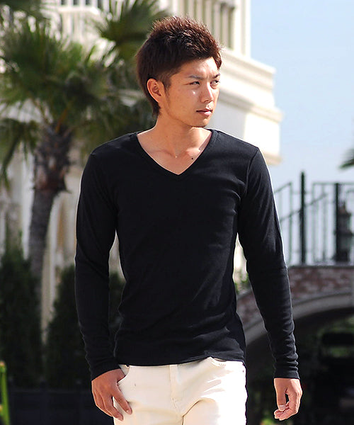 スペイド SPADE Tシャツ ティーシャツ メンズ 長袖 ロングTシャツ ロンT インナー カットソー おしゃれ 黒 白 ホワイト 無地 プレーン （ブラック） ブラック