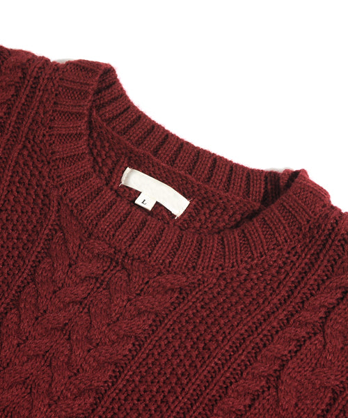 スペイド SPADE セーターニットフィッシャーマンknitメンズMen'sケーブルクルーネックUネックニットソーセーターきれいめブラックグレー白ホワイト紺ネイビー