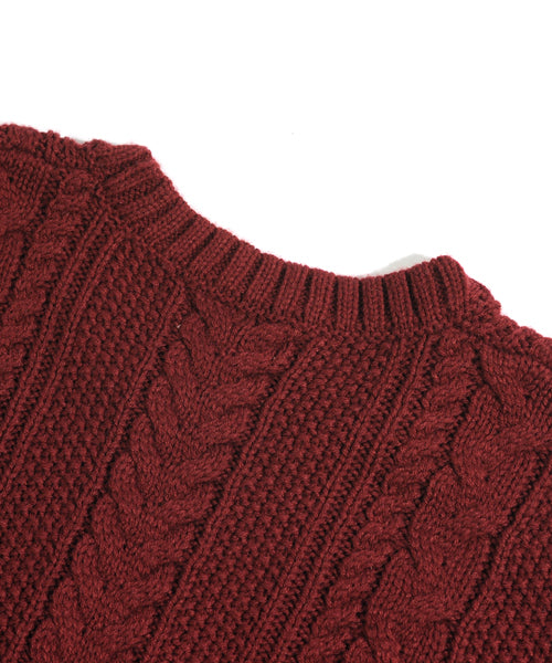 スペイド SPADE セーターニットフィッシャーマンknitメンズMen'sケーブルクルーネックUネックニットソーセーターきれいめブラックグレー白ホワイト紺ネイビー