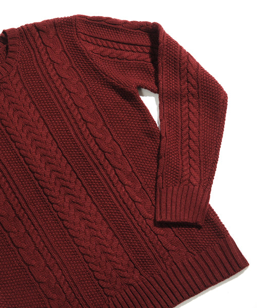 スペイド SPADE セーターニットフィッシャーマンknitメンズMen'sケーブルクルーネックUネックニットソーセーターきれいめブラックグレー白ホワイト紺ネイビー