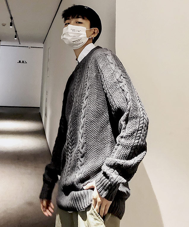 スペイド SPADE セーターニットフィッシャーマンknitメンズMen'sケーブルクルーネックUネックニットソーセーターきれいめブラックグレー白ホワイト紺ネイビー