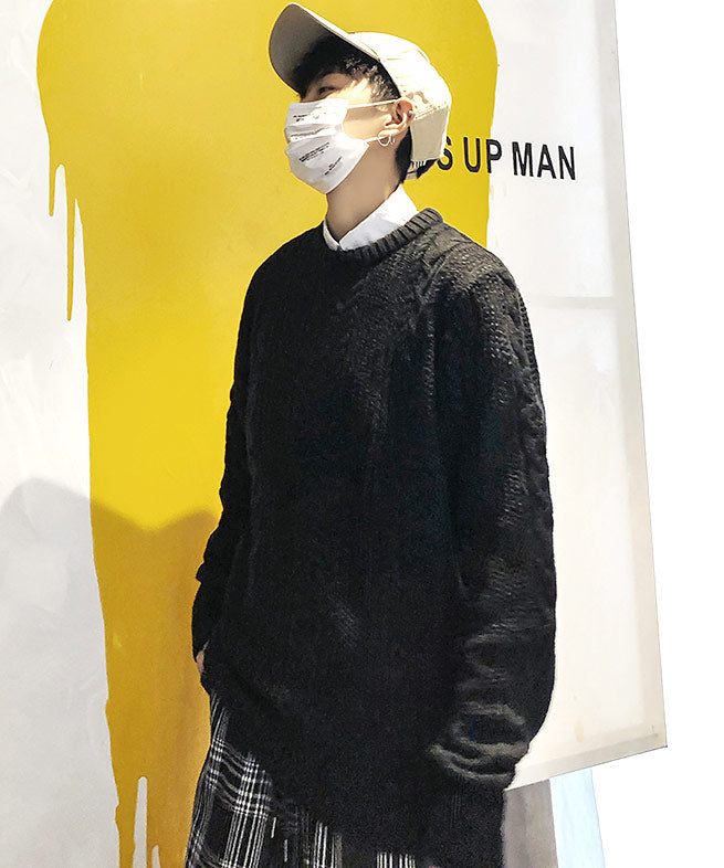 スペイド SPADE セーターニットフィッシャーマンknitメンズMen'sケーブルクルーネックUネックニットソーセーターきれいめブラックグレー白ホワイト紺ネイビー