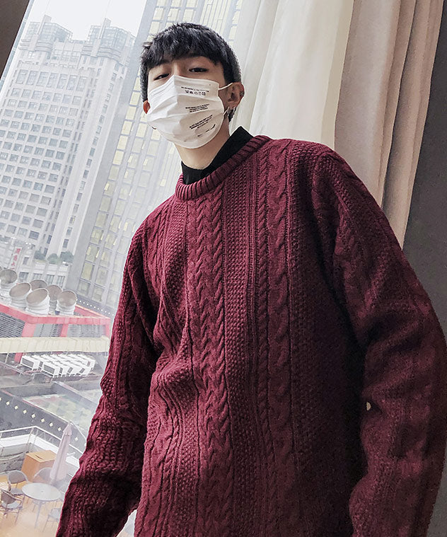 スペイド SPADE セーターニットフィッシャーマンknitメンズMen'sケーブルクルーネックUネックニットソーセーターきれいめブラックグレー白ホワイト紺ネイビー