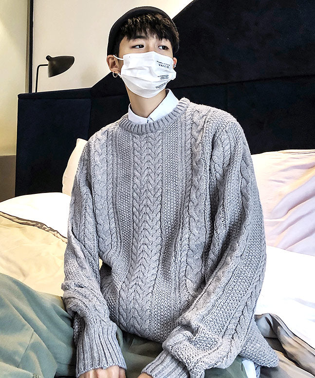 スペイド SPADE セーターニットフィッシャーマンknitメンズMen'sケーブルクルーネックUネックニットソーセーターきれいめブラックグレー白ホワイト紺ネイビー,グレー