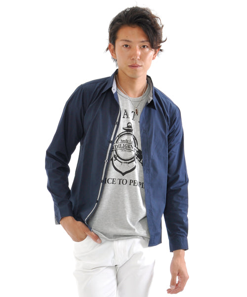 スペイド SPADE シャツ メンズ Men's 長袖 ブロード テープ チェック 無地  白シャツ ネイビー 黒 shirt シャツ シンプル プレーン きれいめ 秋 秋服 新作ト
