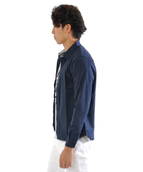 スペイド SPADE シャツ メンズ Men's 長袖 ブロード テープ チェック 無地  白シャツ ネイビー 黒 shirt シャツ シンプル プレーン きれいめ 秋 秋服 新作ト