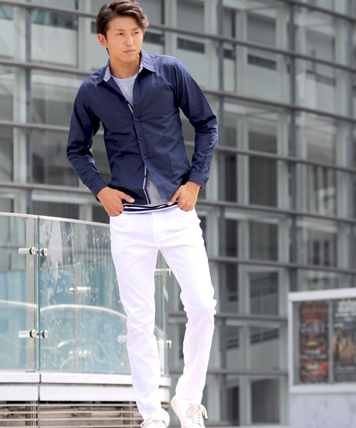 スペイド SPADE シャツ メンズ Men's 長袖 ブロード テープ チェック 無地  白シャツ ネイビー 黒 shirt シャツ シンプル プレーン きれいめ 秋 秋服 新作ト