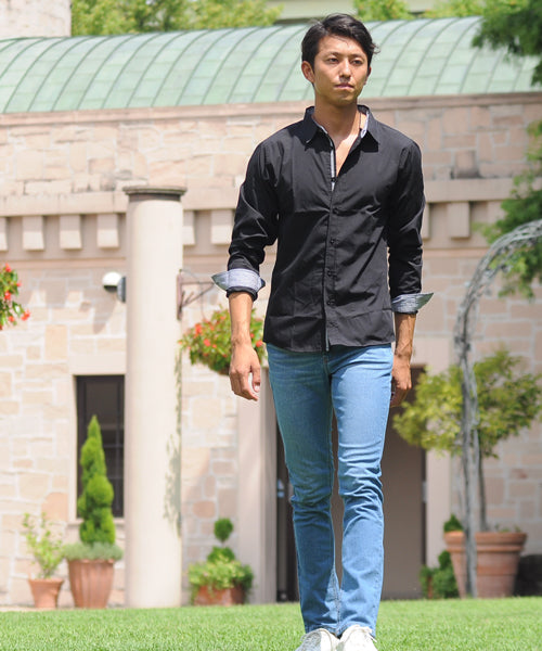 スペイド SPADE シャツ メンズ Men's 長袖 ブロード テープ チェック 無地  白シャツ ネイビー 黒 shirt シャツ シンプル プレーン きれいめ 秋 秋服 新作ト