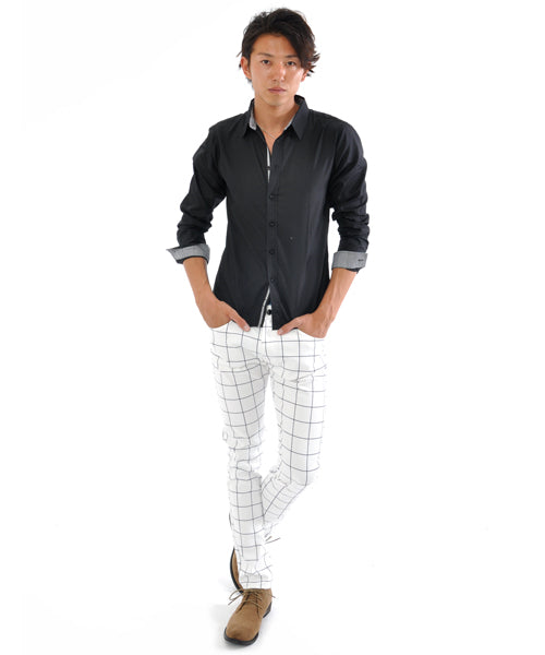 スペイド SPADE シャツ メンズ Men's 長袖 ブロード テープ チェック 無地  白シャツ ネイビー 黒 shirt シャツ シンプル プレーン きれいめ 秋 秋服 新作ト