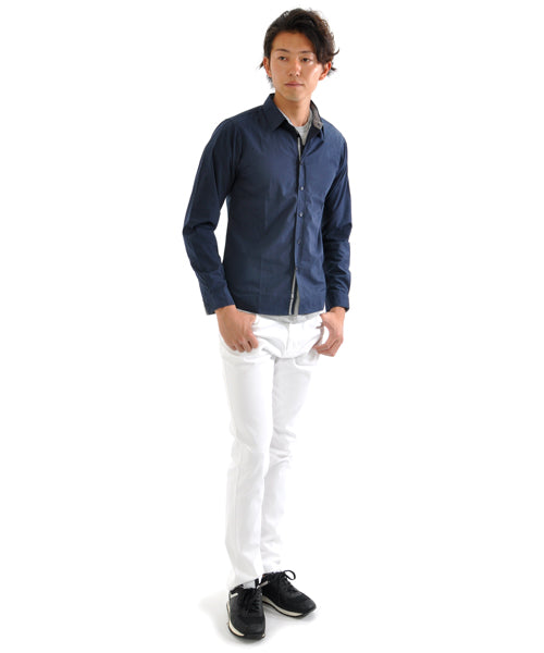 スペイド SPADE シャツ メンズ Men's 長袖 ブロード テープ チェック 無地  白シャツ ネイビー 黒 shirt シャツ シンプル プレーン きれいめ 秋 秋服 新作ト
